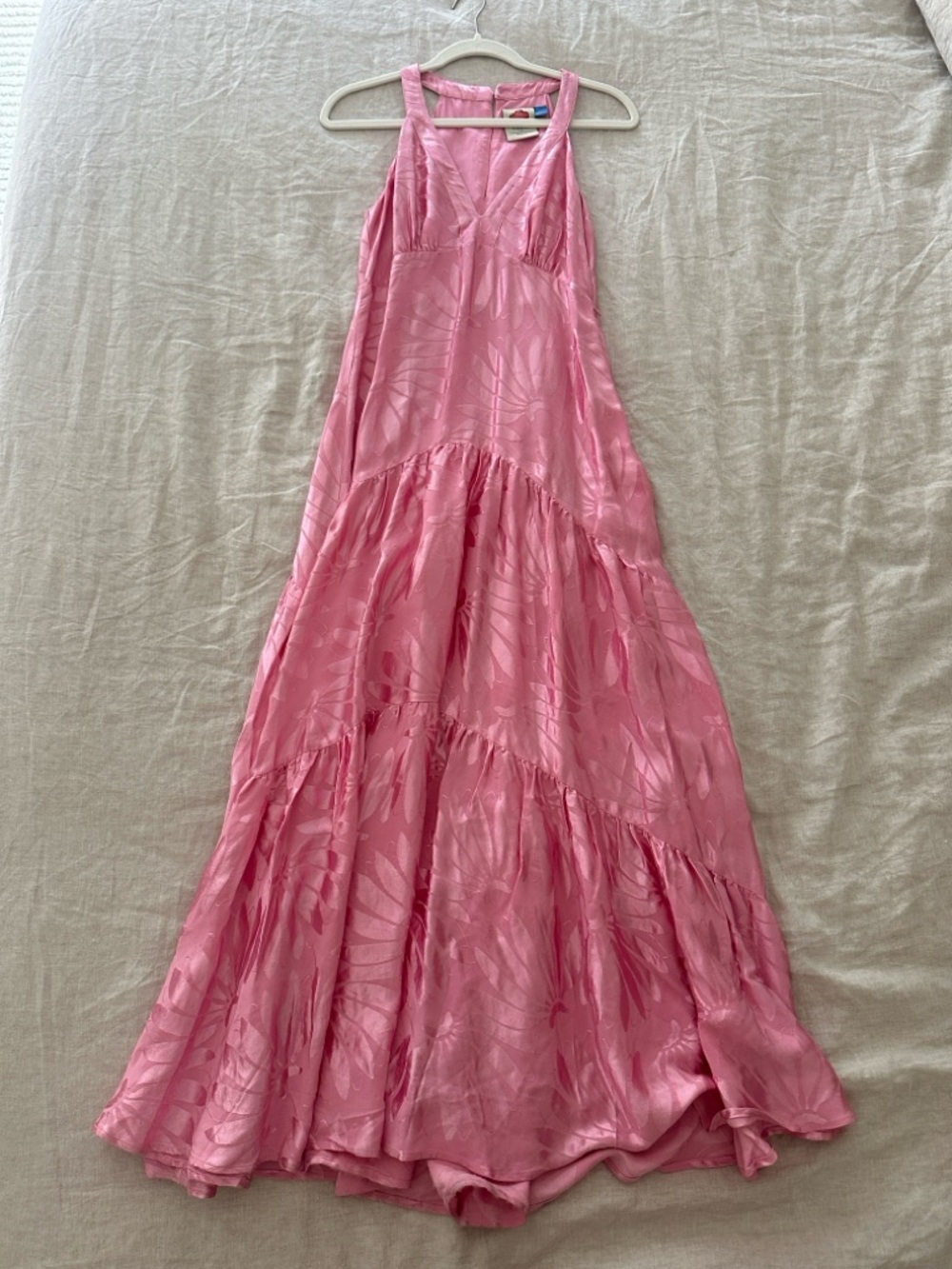 Farm Rio Size Small Pink Satin Maxi Dress